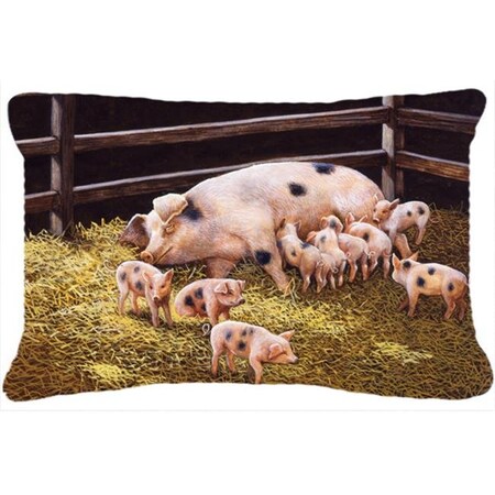 Carolines Treasures Carolines Treasures BDBA0296PW1216 Pigs Piglets at Dinner Time Fabric Decorative Pillow BDBA0296PW1216